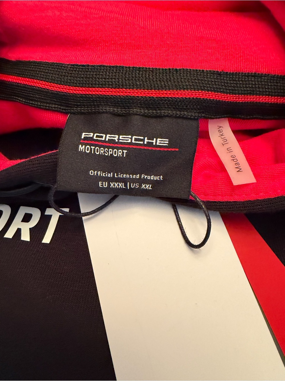 Porsche Design Black Hoodie with Red Hood Lining - Picture 3 of 4